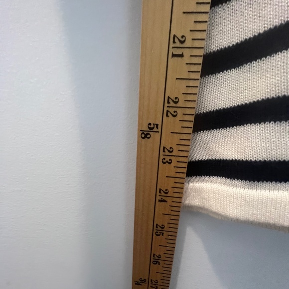 Chaps Ralph Lauren women petite knit stripe t-shirt with crochet collar - Picture 5 of 8